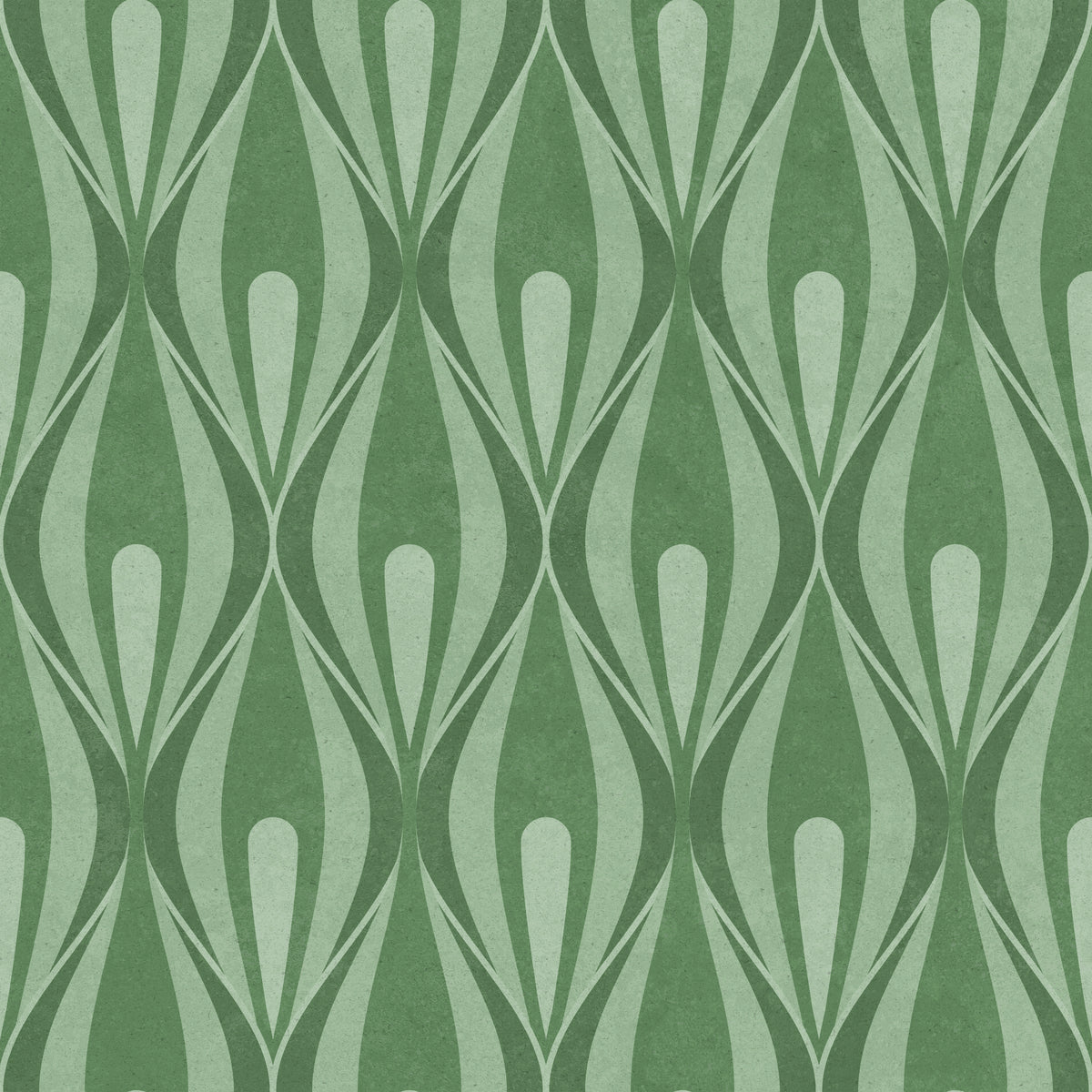Calla Lily 70s ogee wallpaper in kelly green