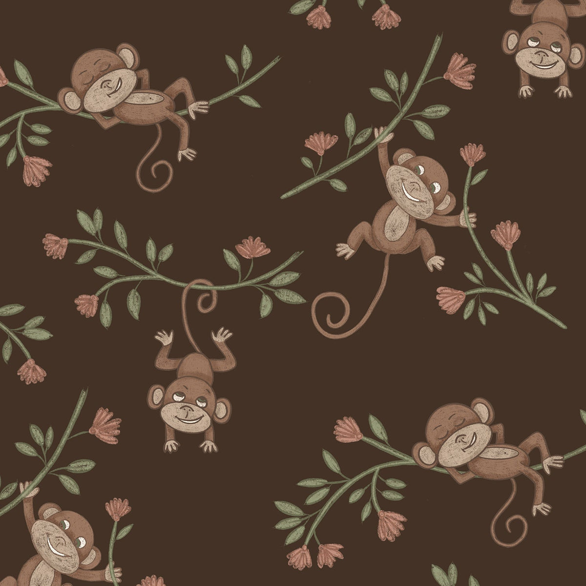 Monkey Babies wallpaper swatch in brown