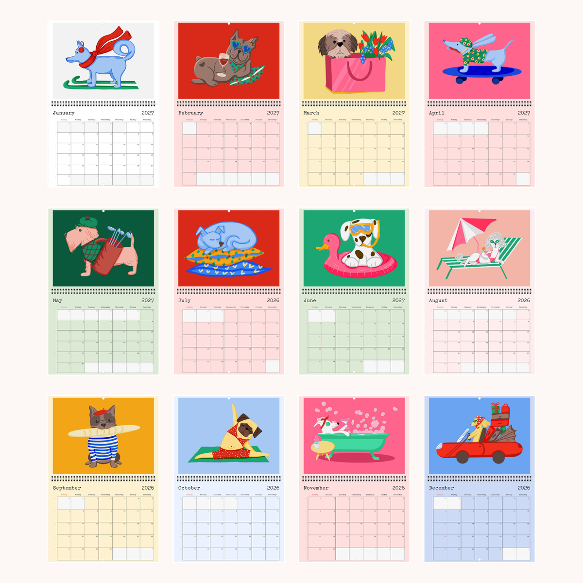 Dogs You Love Horizontal 2027 Wall Calendar