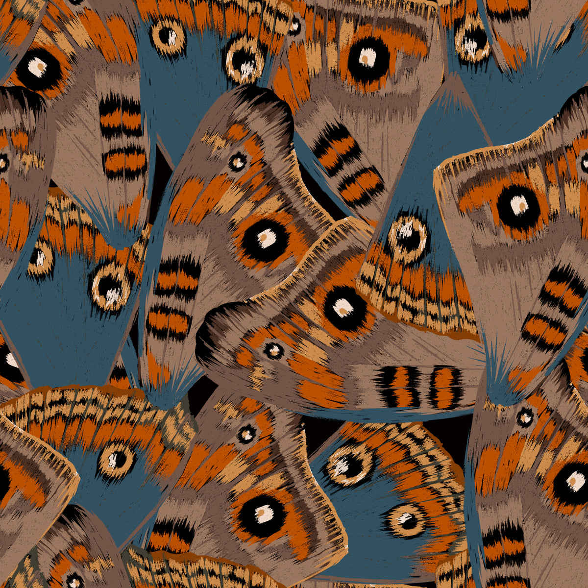 Abstract butterfly wings wallpaper in blue