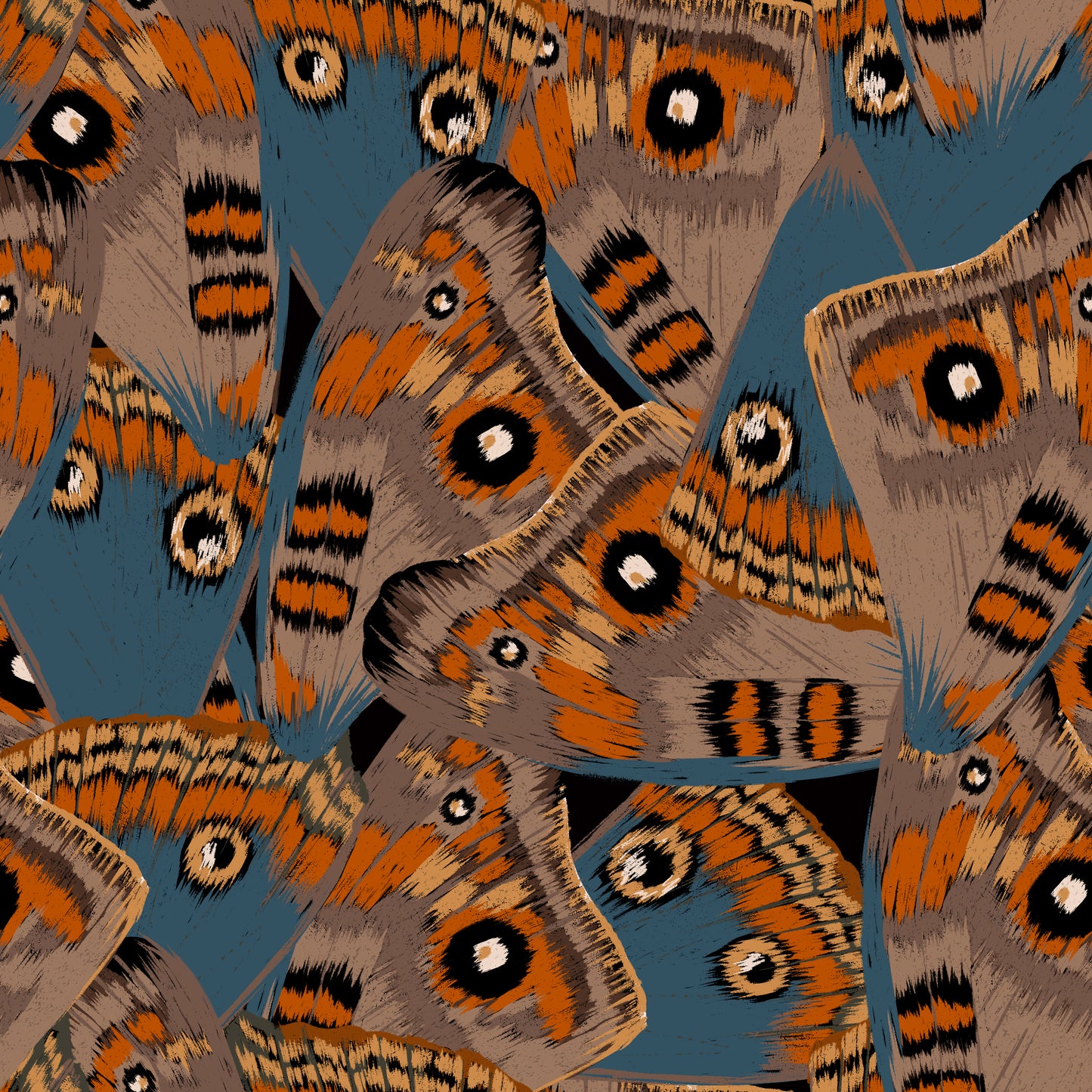 Abstract butterfly wings wallpaper in blue