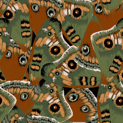 Abstract butterfly wings wallpaper in green