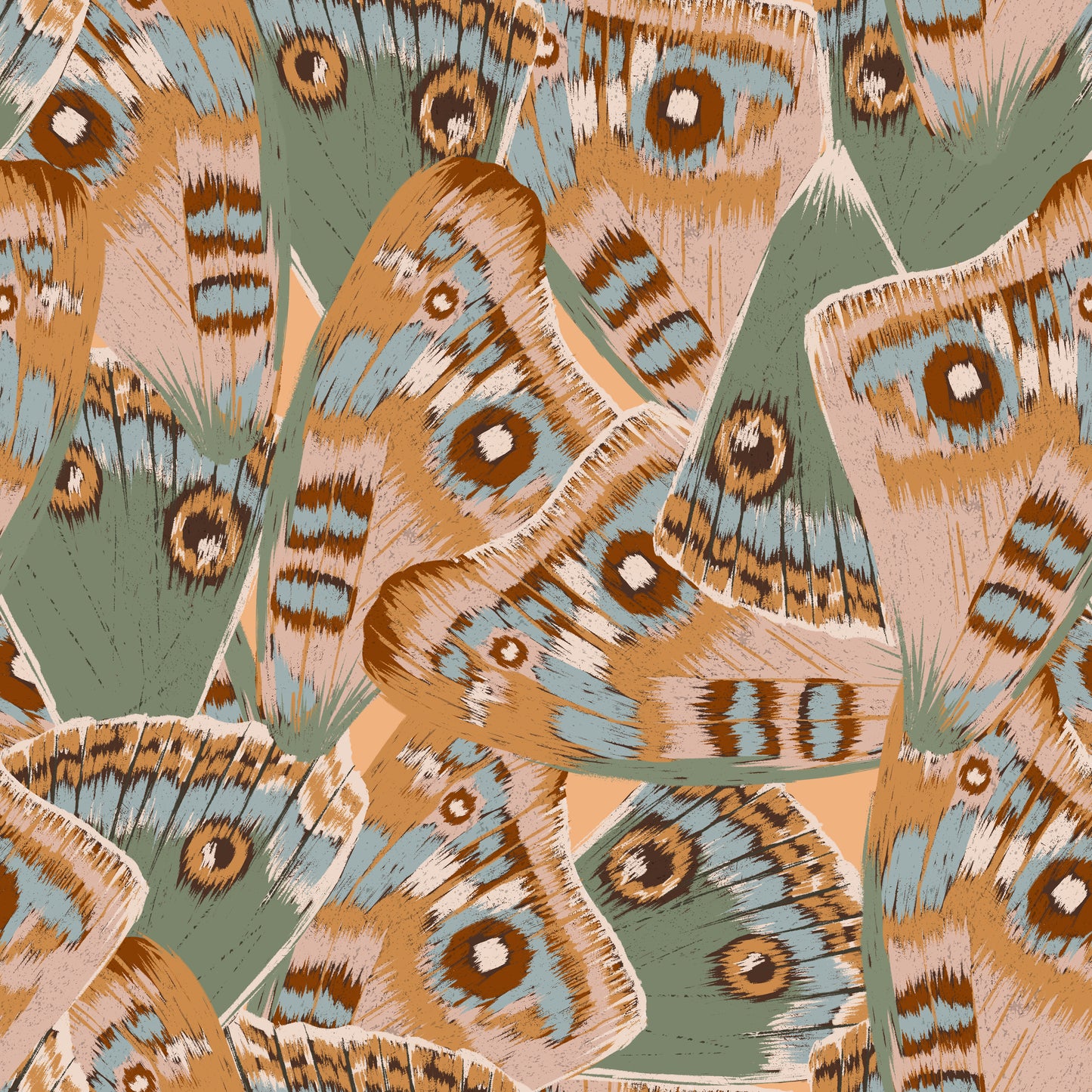 Abstract butterfly wings wallpaper in light green