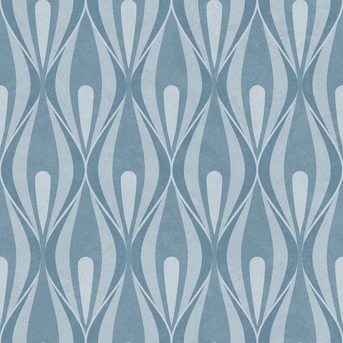 Calla Lily 70s ogee wallpaper in dusty blue