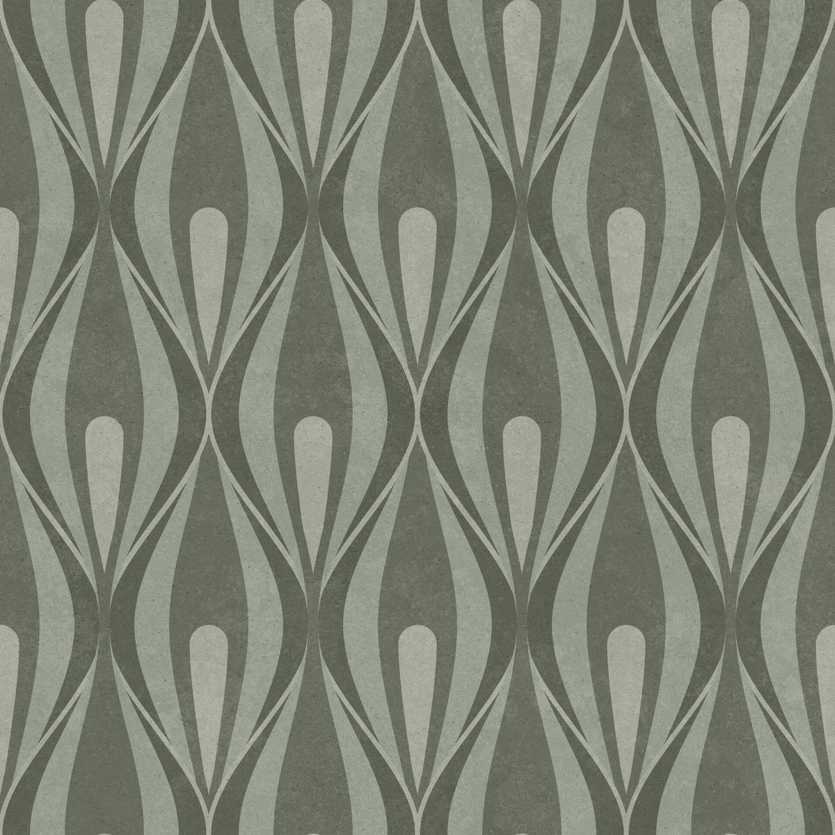 Calla Lily 70s ogee wallpaper in sage green