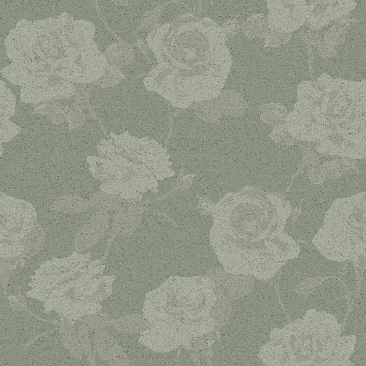 English rose garden wallpaper in sage green