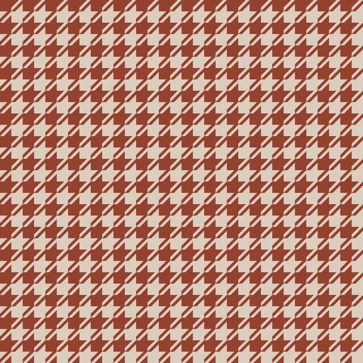 Houndstooth wallpaper in brick red and cream