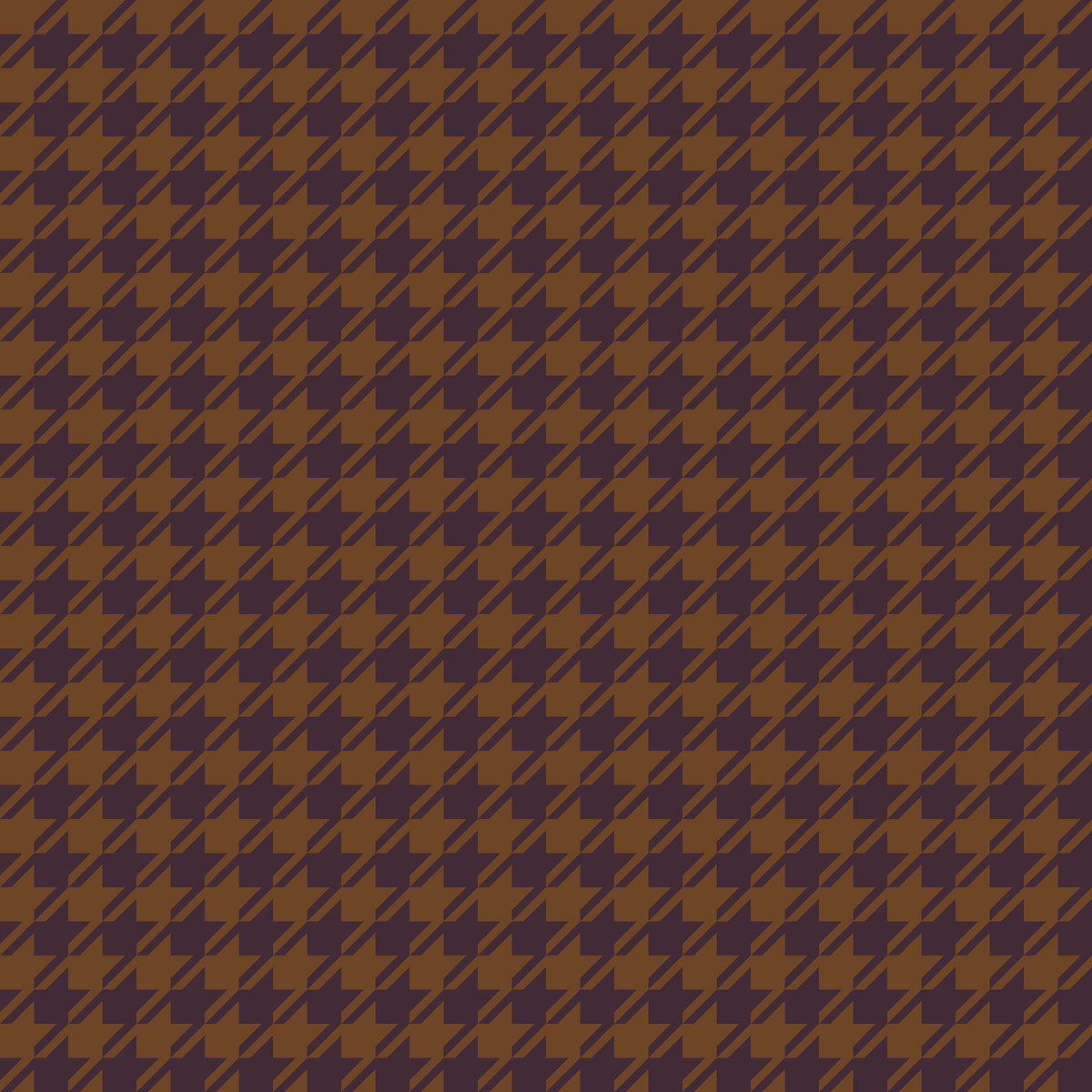 Houndstooth wallpaper in plum and cognac