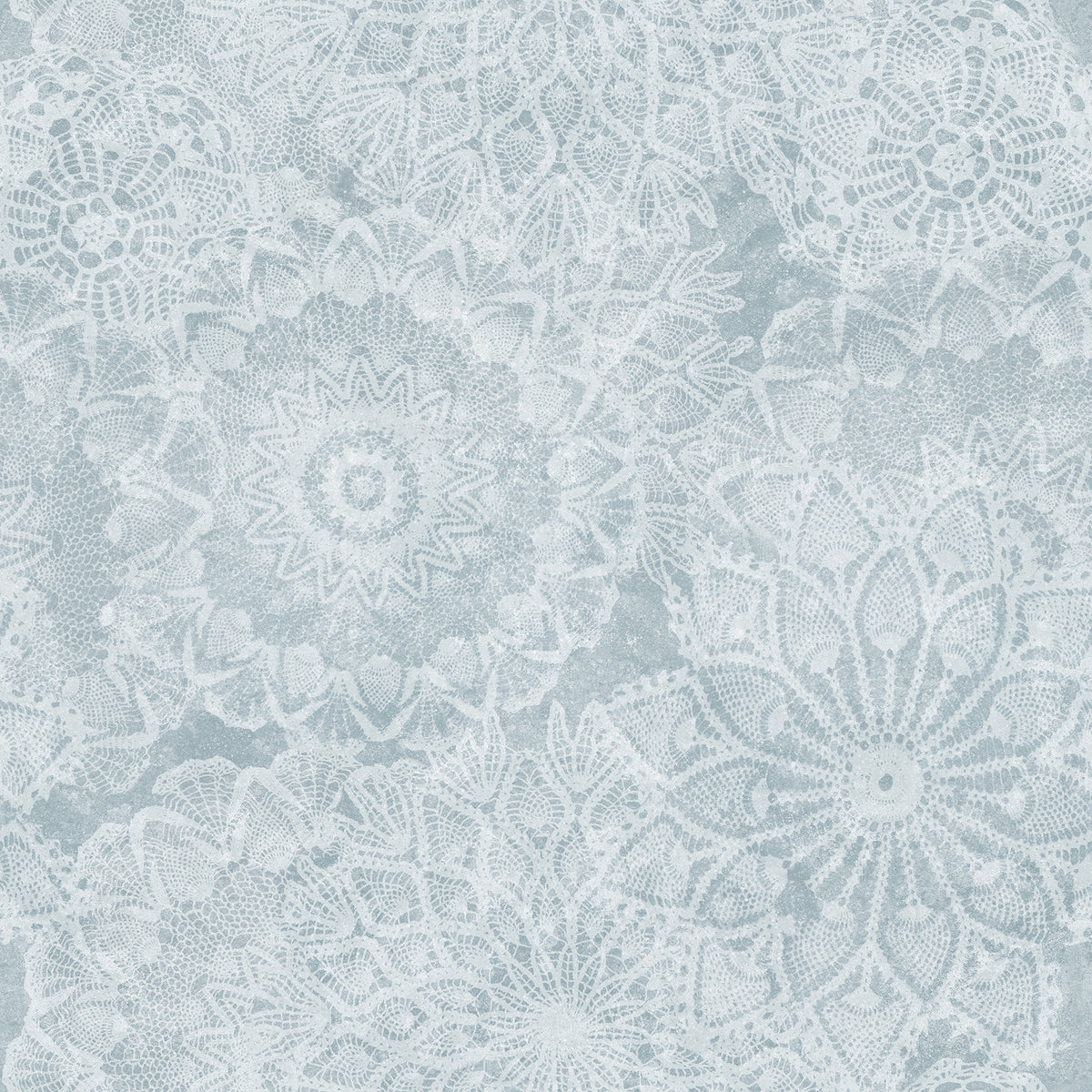 Lace doily wallpaper in baby blue