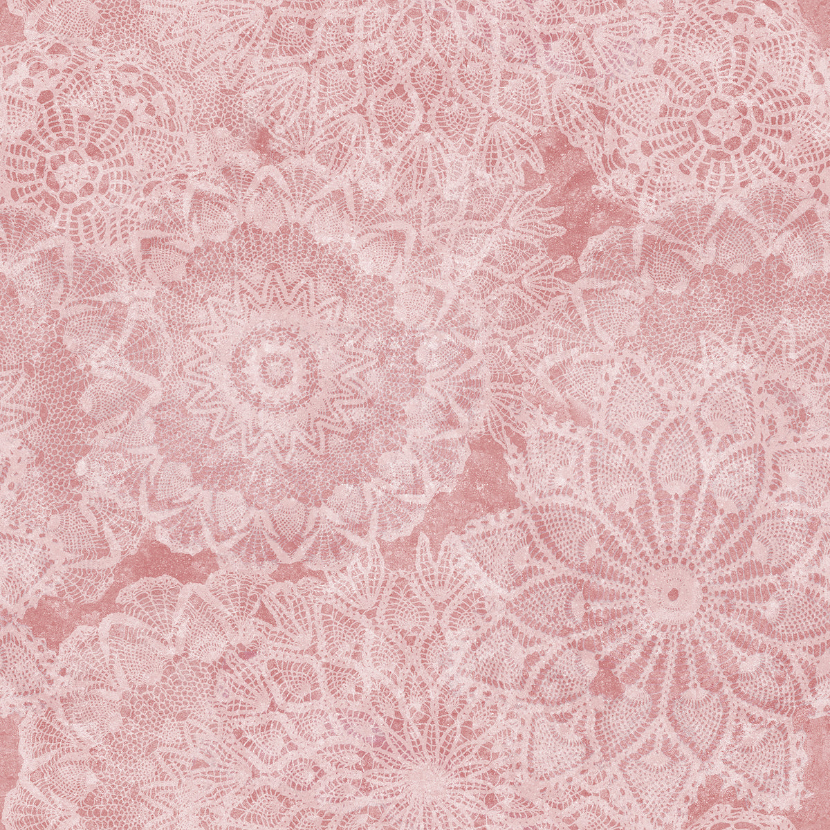Lace doily wallpaper in dusty pink