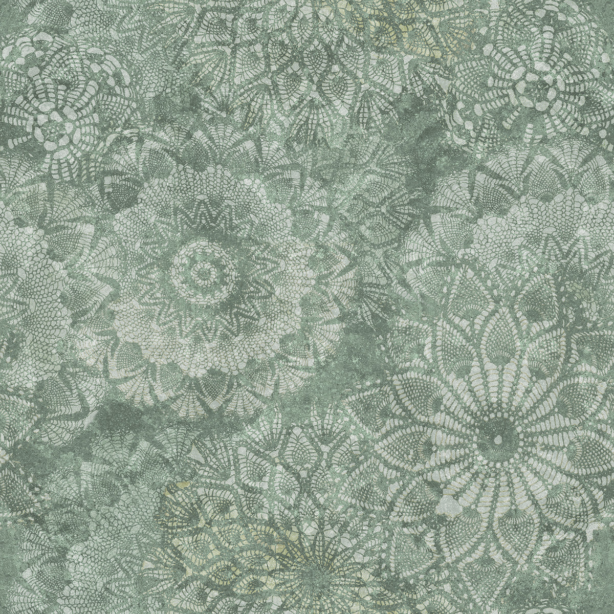 Lace doily wallpaper in sage green