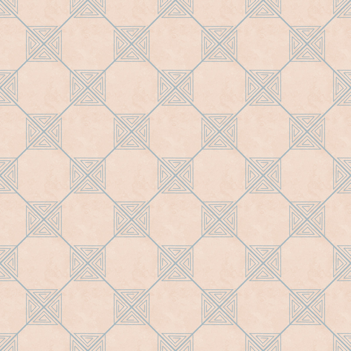 Lattice trellis wallpaper in dusty blue on cream
