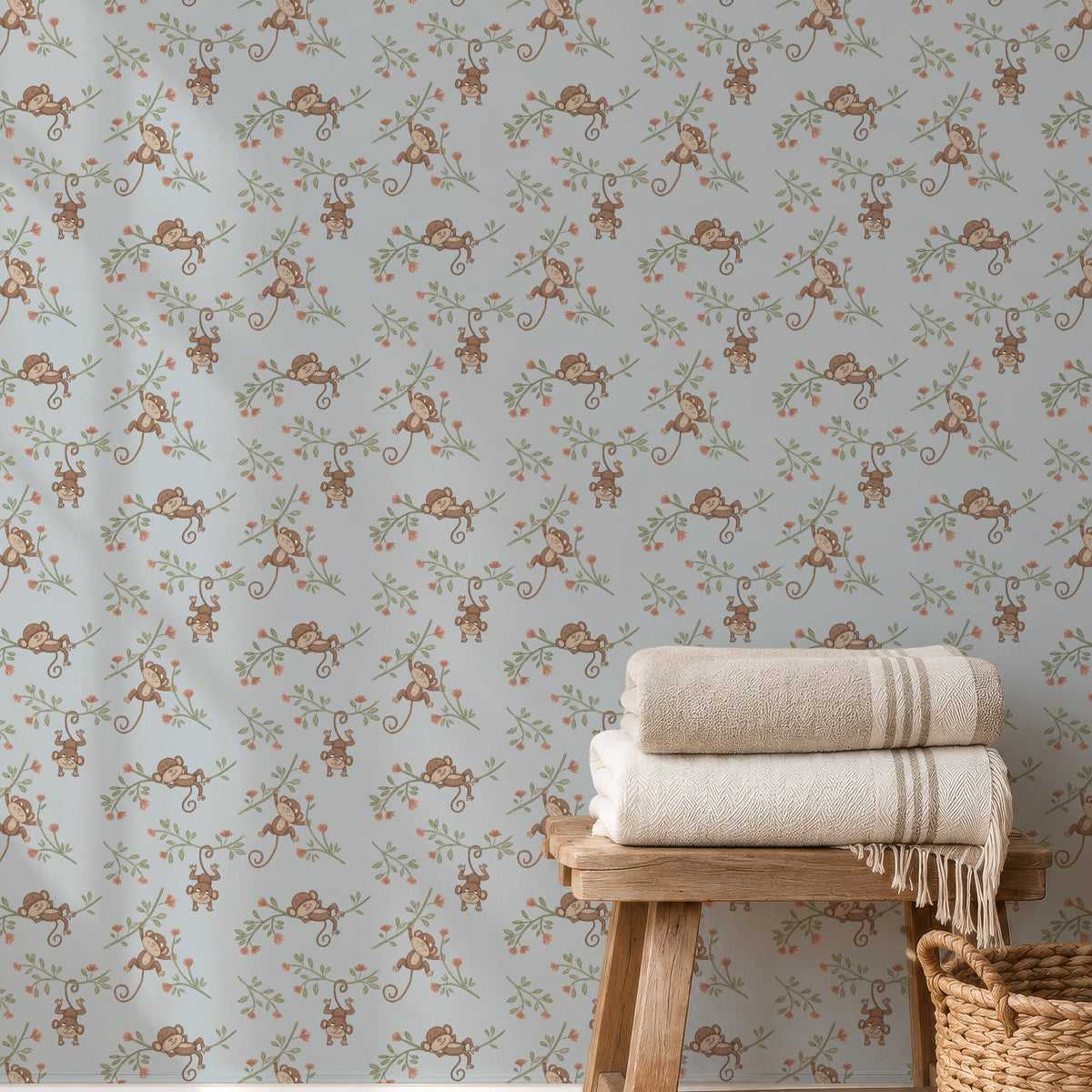 Monkey Babies wallpaper in a bathroom