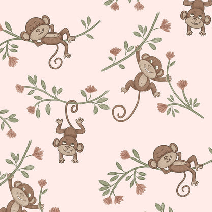 Monkey Babies wallpaper swatch in blush