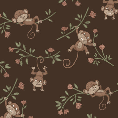 Monkey Babies wallpaper swatch in brown