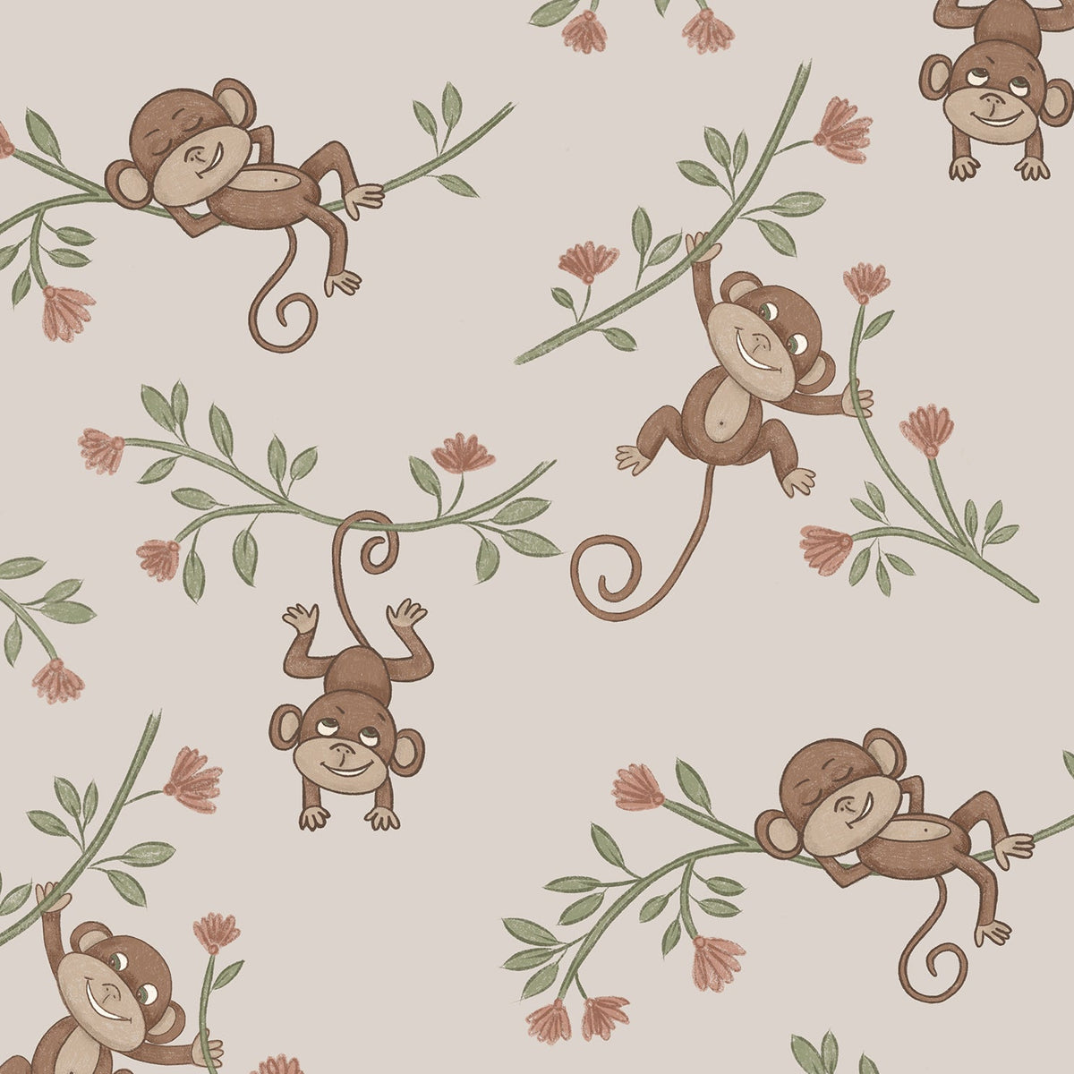 Monkey Babies wallpaper swatch in beige