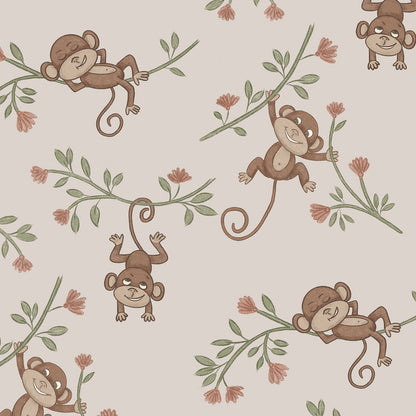 Monkey Babies wallpaper swatch in beige