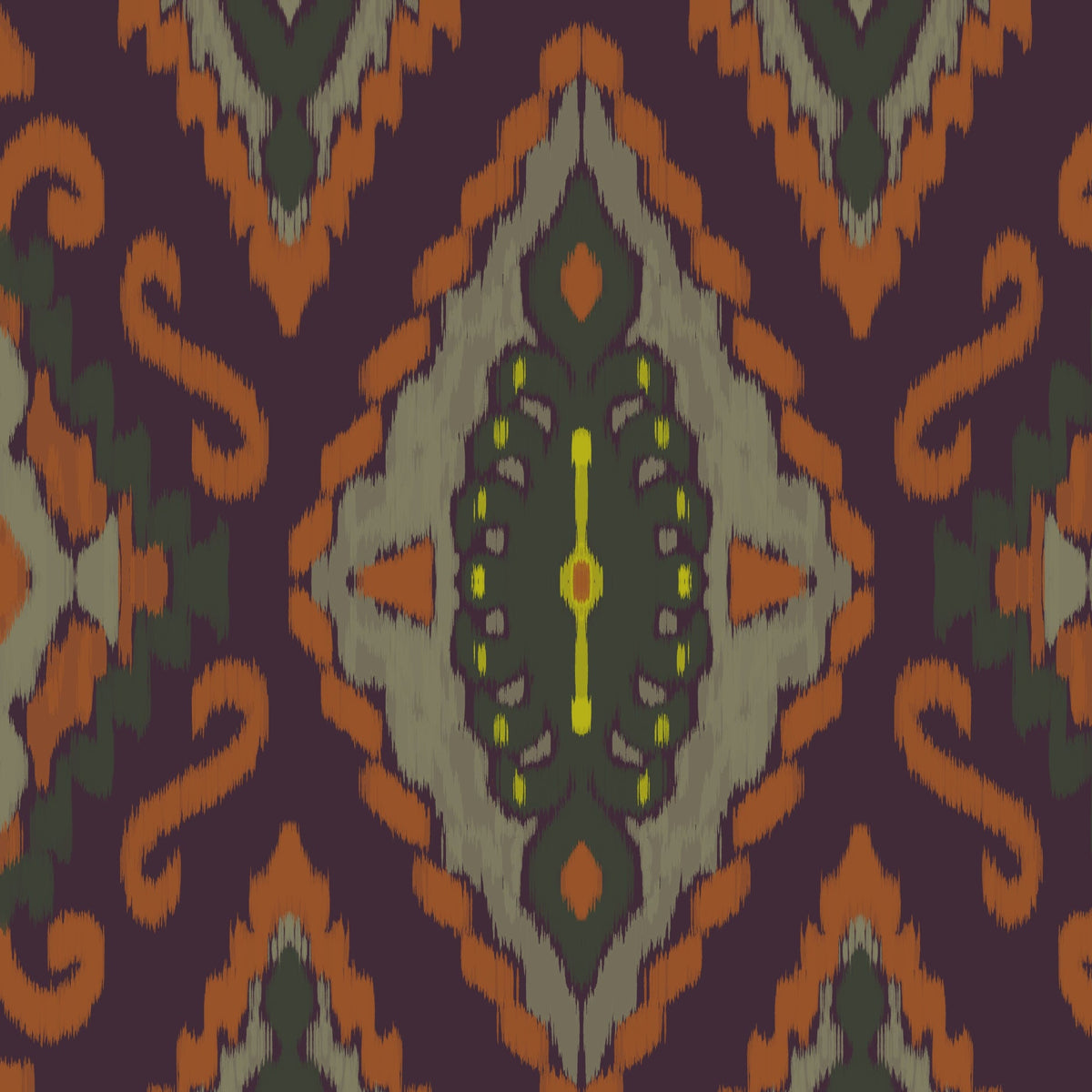 Ikat wallpaper swatch in purple