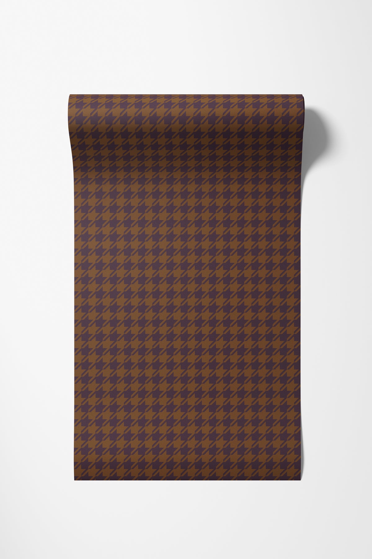Roll of houndstooth wallpaper in plum