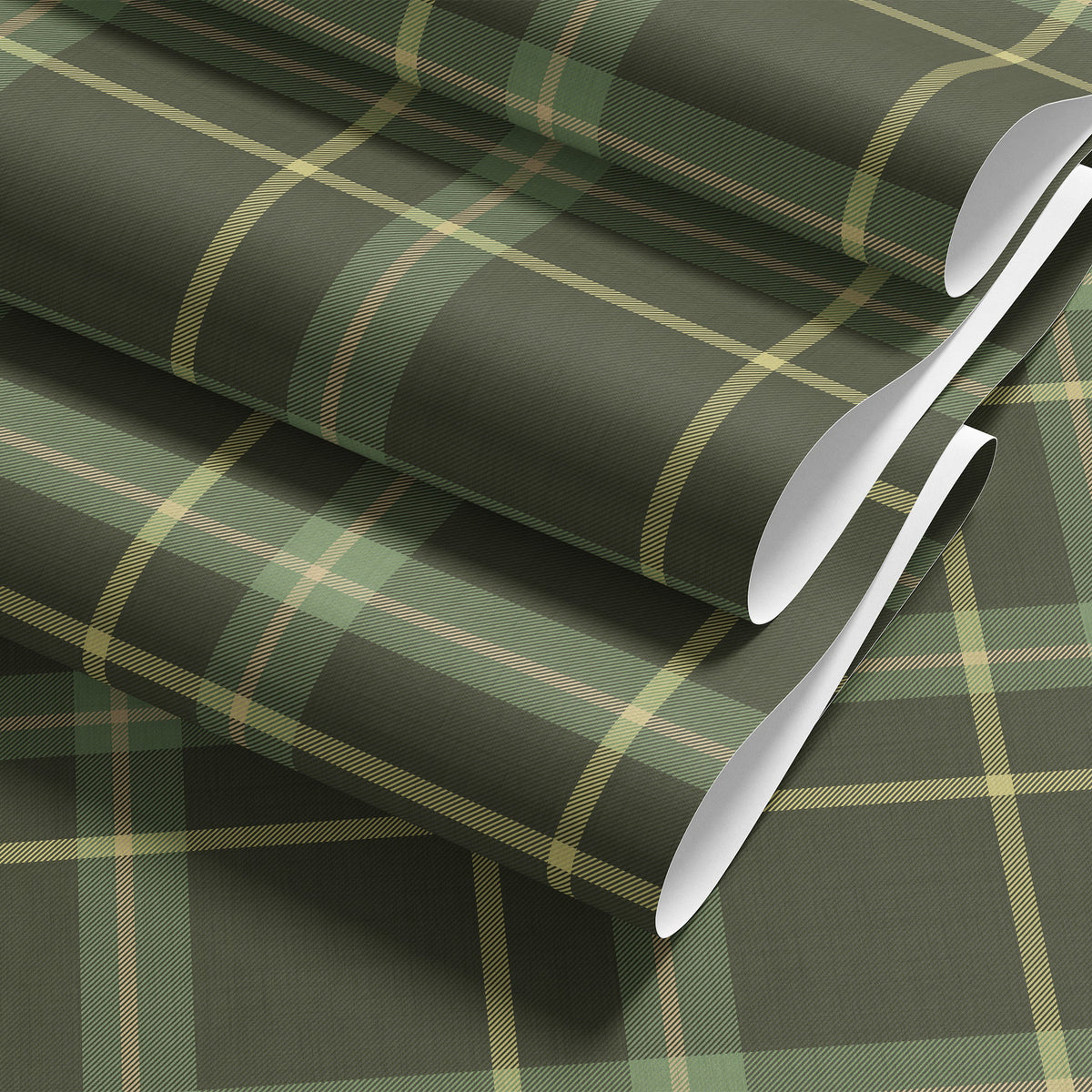 Rolled Woven Plaid wallpaper in green