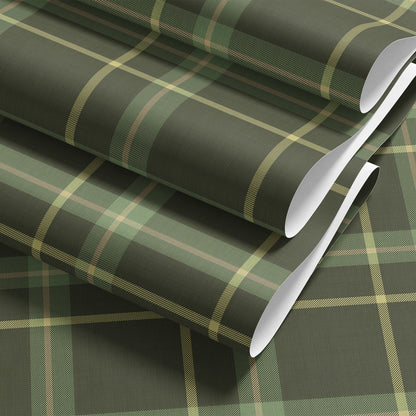 Rolled Woven Plaid wallpaper in green