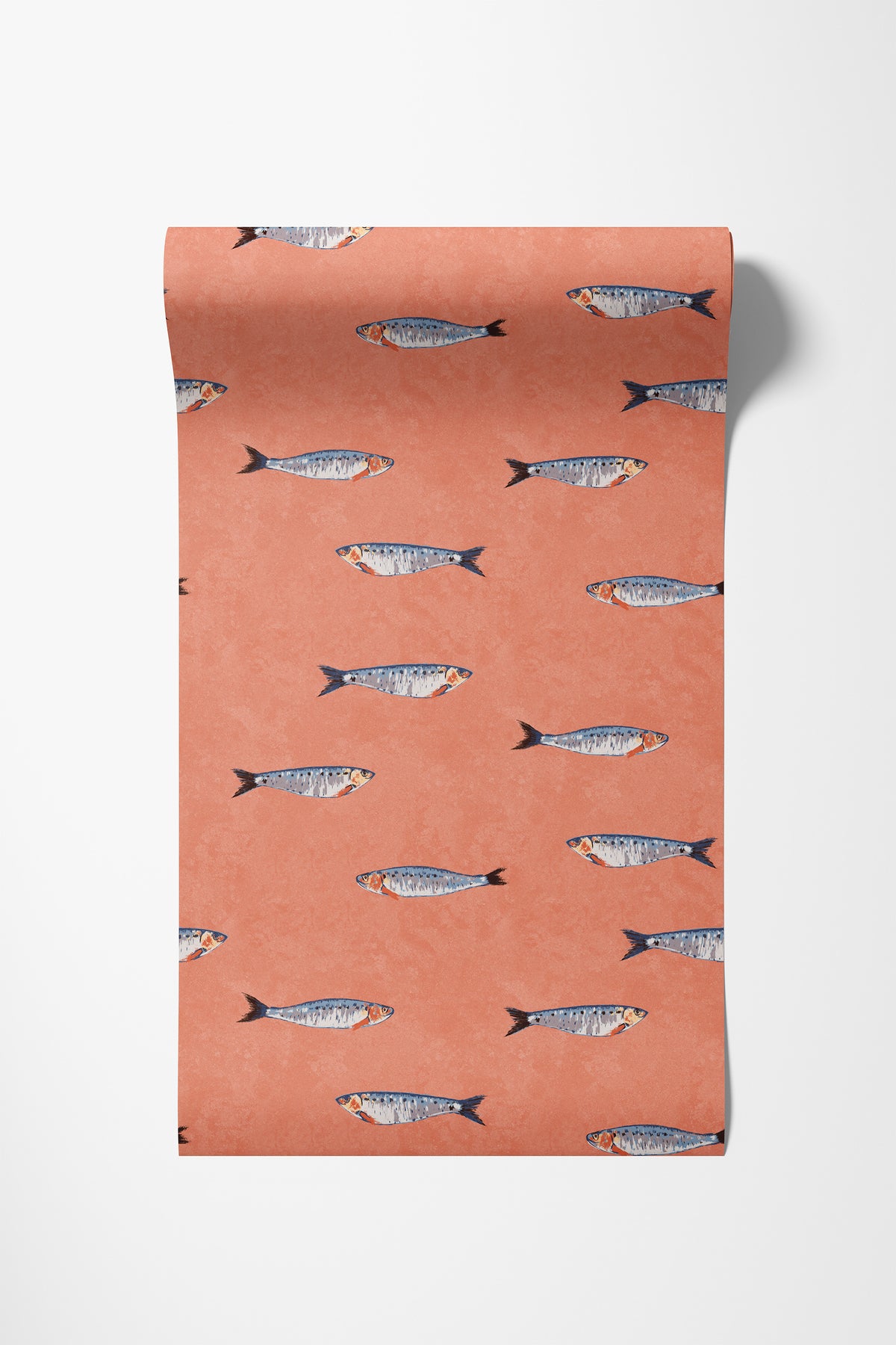 Roll of red sardine wallpaper
