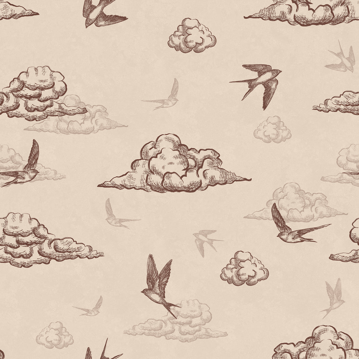 Brown toile de Jouy wallpaper swatch