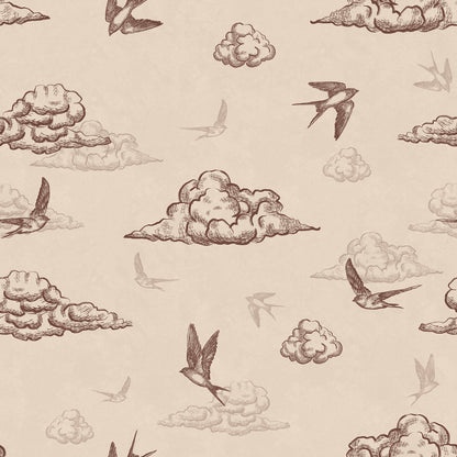 Brown toile de Jouy wallpaper swatch