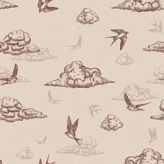 Brown toile de Jouy wallpaper swatch