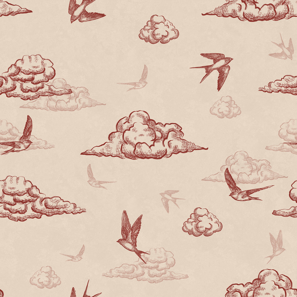 Red toile de Jouy wallpaper swatch