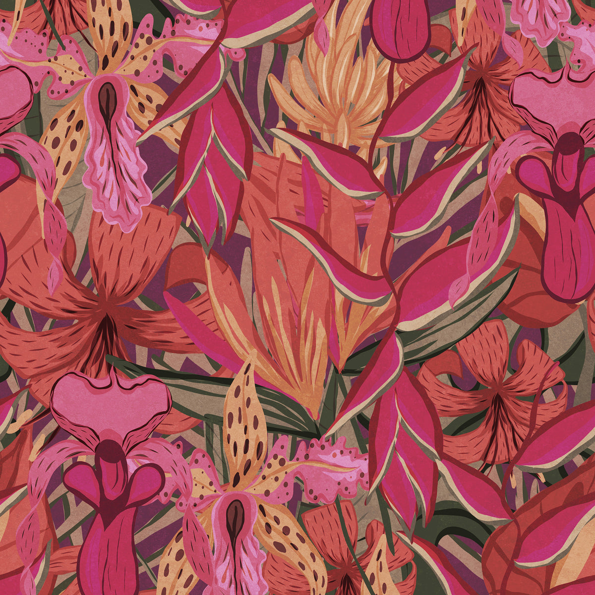 Tropical Jungle wallpaper swatch in pink