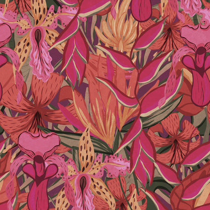 Tropical Jungle wallpaper swatch in pink