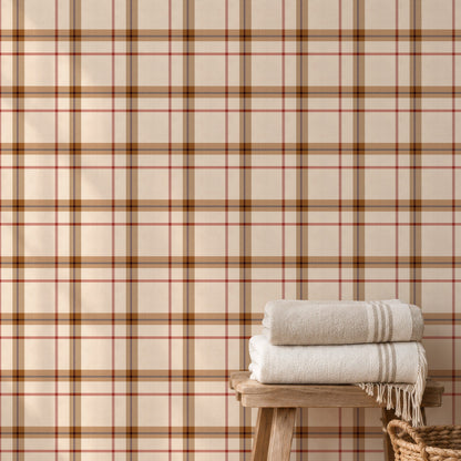 Woven Plaid wallpaper in a bathroom