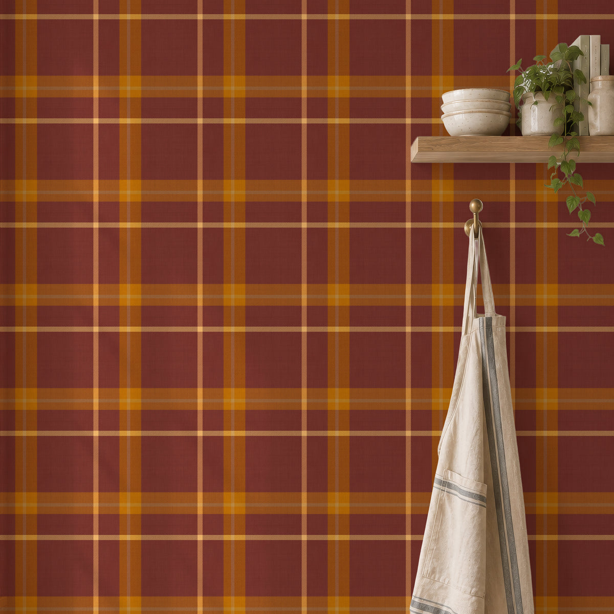 Woven Plaid wallpaper in a kitchen