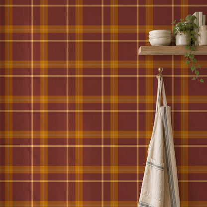 Woven Plaid wallpaper in a kitchen