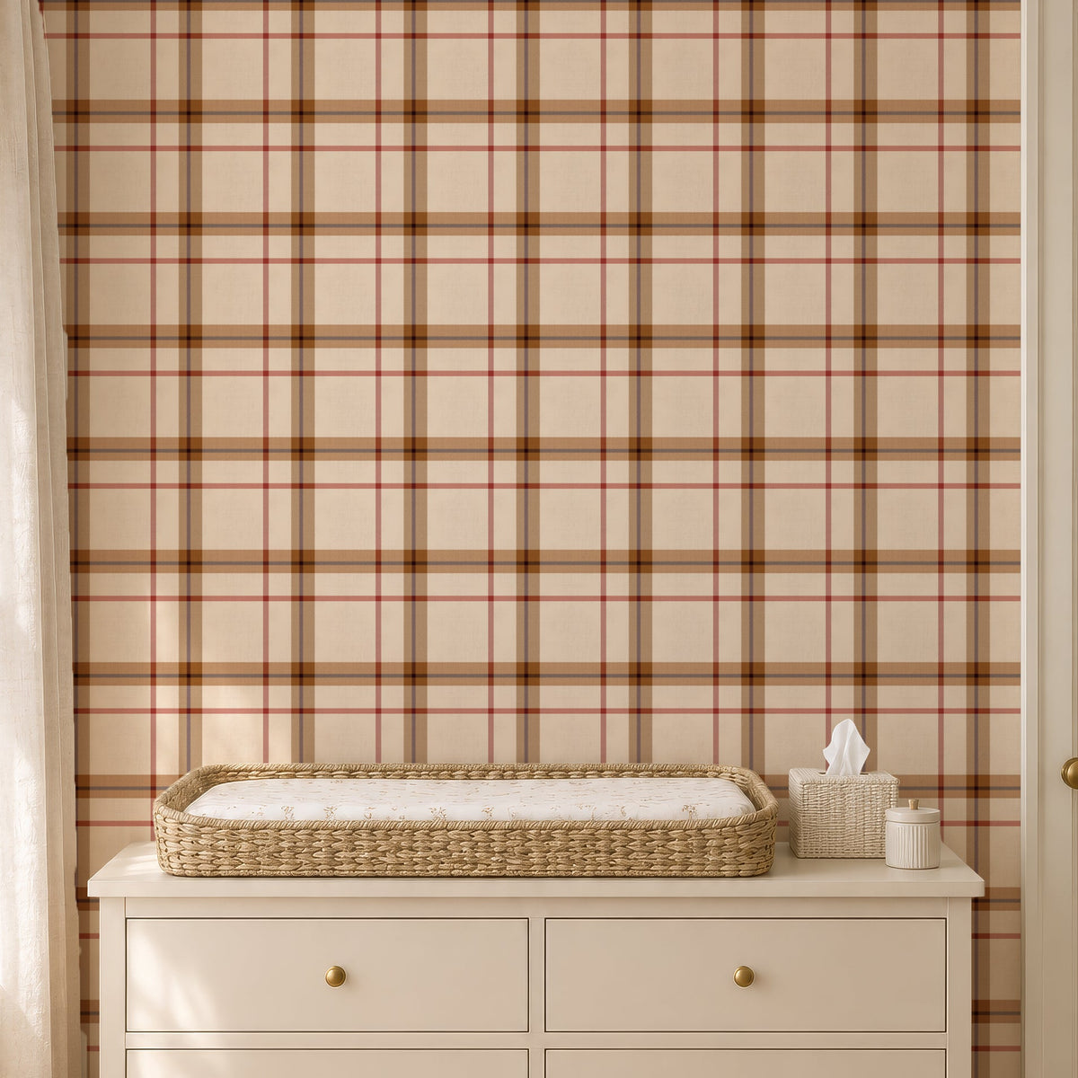 Woven Plaid wallpaper in a nursery