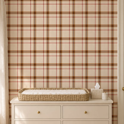 Woven Plaid wallpaper in a nursery