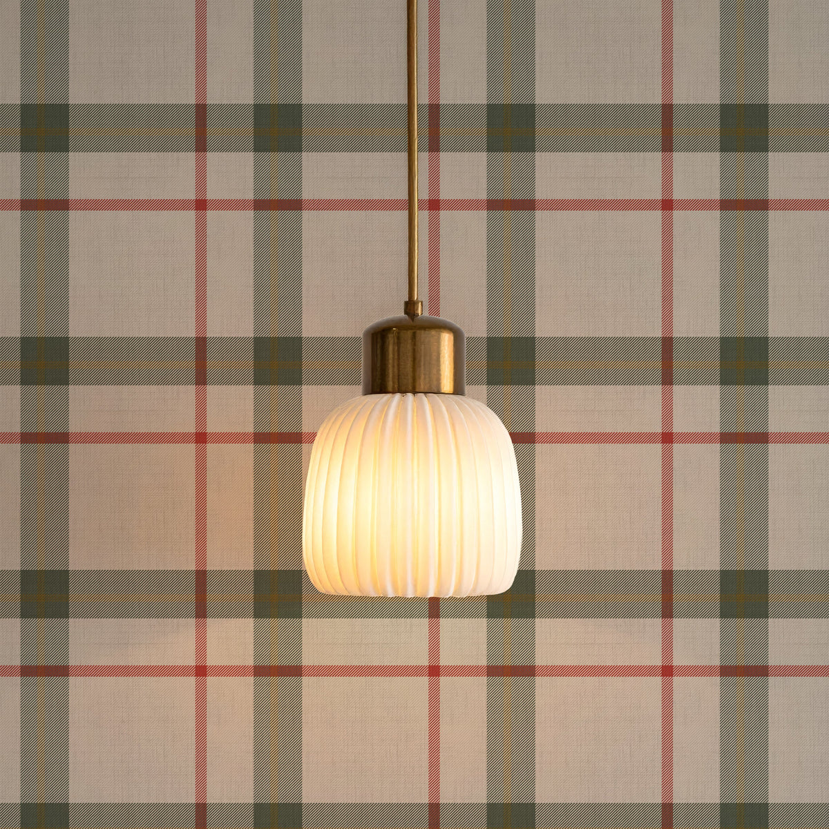 Woven Plaid wallpaper in a room